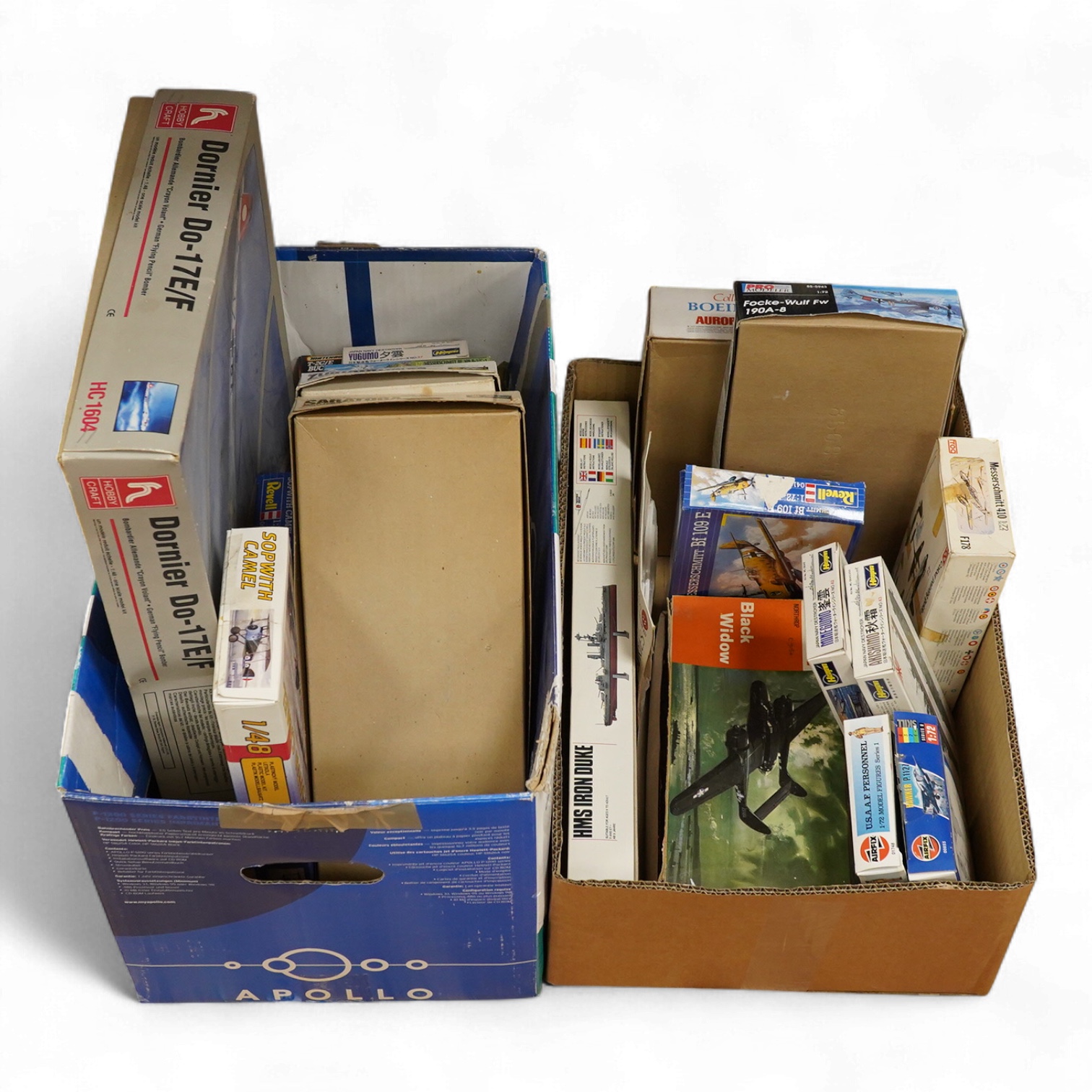 Twenty-five mainly plastic kits by Frog, Airfix, Revell, Aurora, etc. including primarily aircraft, together with a few ships and other subjects, believed to be substantially complete, however sold unchecked
